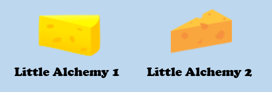 cheese icons in both little alchemy 1 and little alchemy 2